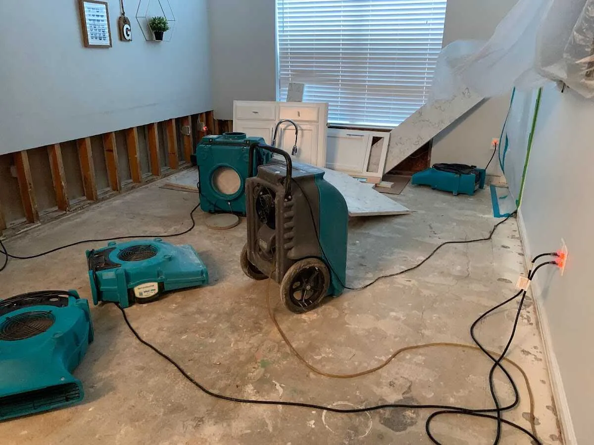 Dehumidifier in flood-cut room for Water Extraction & Removal in Benson